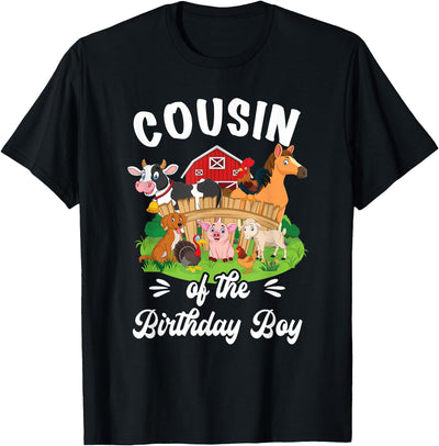 Vintage Retro Birthday Cousin of the Birthday Boy Party Cow T-Shirt