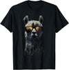 Funny Llama Lover Graphics Funny Alpaca Llama with Sunglasses Animal Graphic T-Shirt - Black