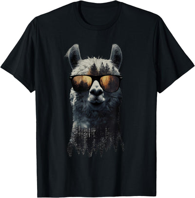 Funny Llama Lover Graphics Funny Alpaca Llama with Sunglasses Animal Graphic T-Shirt
