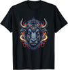 Wild Buffalo Bison Tribal Western Spirit Fierce Wild Bison Head Tribal Geometric Buffalo T-Shirt - Black