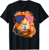 Cute Guinea Pig Lover HD0 Guinea Pig American Flag Sunglasses Patriotic 4th Of July T-Shirt - Black