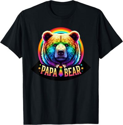 LGBTQ Papa Bear Rainbow Gay Pride Equal Rights Fathers Day T-Shirt