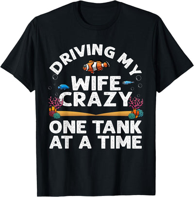 Funny Aquarium Designs Men Dad Husband Fish Tank Fishkeeping T-Shirt