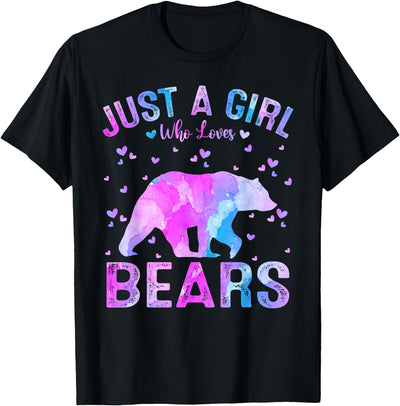 Colorful Just A Girl Who Loves Bears Women Girls T-Shirt