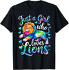 Funny Lion Lover Lion Animal Just a Girl Who Loves Lions T-Shirt - Black