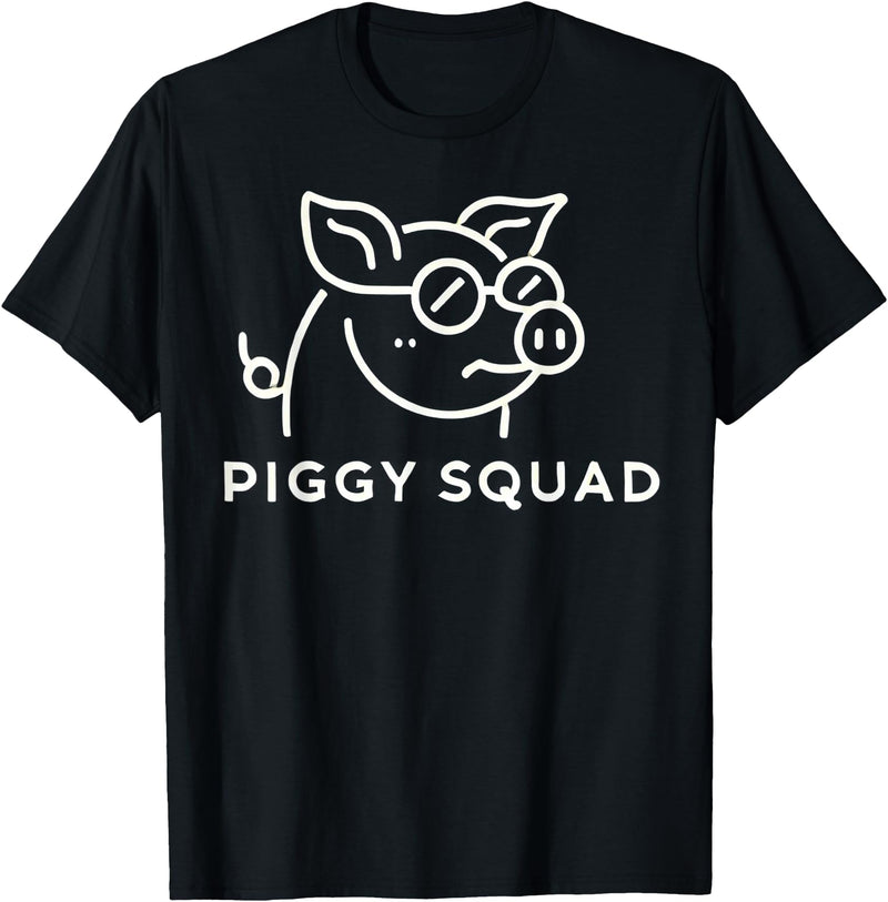 Pig Farm Style Gifts BY TEERA Piggy Squad Cute Pig Design for Animal Lovers T-Shirt - Black