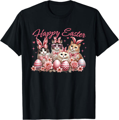Cats in Bunny Ears Happy Easter T-Shirt