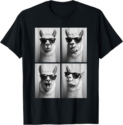 Funny Animal Selfie Booth Tee Cool Llamas Sunglasses Jungle Animal Meme Selfie Booth T-Shirt