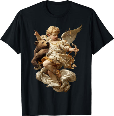 Cute Cherub Angel with Bear Baroque Renaissance Aesthetic T-Shirt