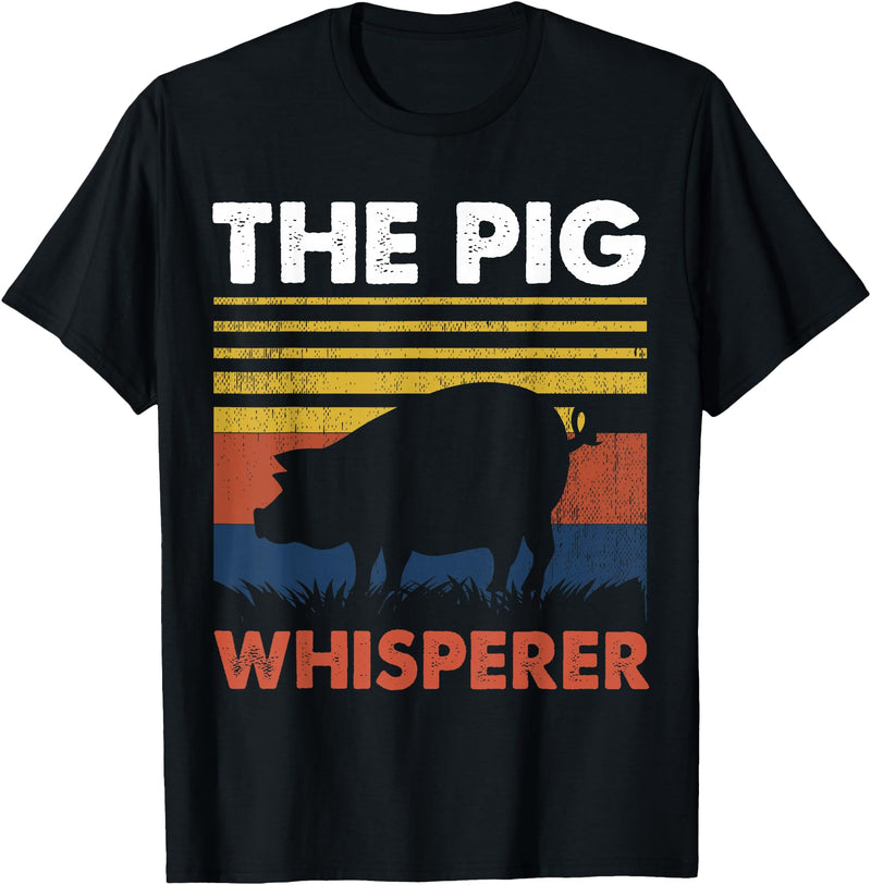 Funny Pig Farm Piggy Farmer Farming Gifts DAIMMER The Pig Whisperer T-Shirt - Black