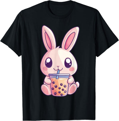 Kawaii Bunny Drinking Boba Tea T-Shirt