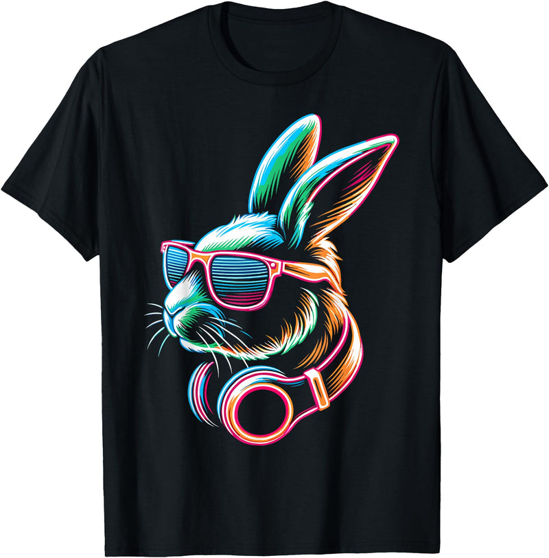 Bunny Rabbit with Sunglasses and DJ Headphones T-Shirt in As Pictured