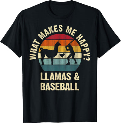 Llama and Baseball Lover Gifts Vintage Retro Baseball and Llama Lovers Vintage Funny Pet Sports cute T-Shirt