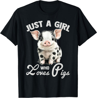 Just A Girl Who Loves Pigs Cute Spotted Pig Lover Gift T-Shirt