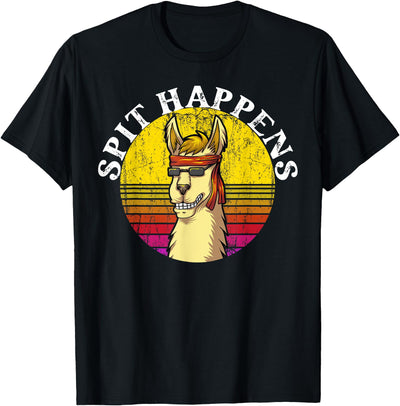 Funny Groovy Llama Alpaca Spit Happens Tees & Co. Funny Groovy Llama Alpaca Spit Happens Tee T-Shirt