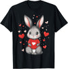 Rabbit Lover Heart Girls Valentine’s Day Women Bunny T-Shirt in Black
