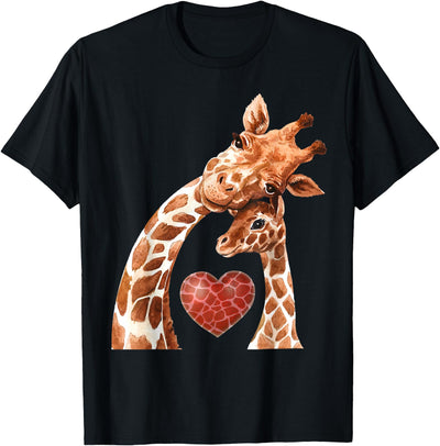 Baby and Giraffe Mom Shirt New Mom Heart Cute Giraffe T-Shirt
