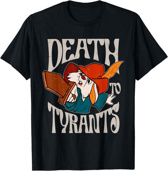 Death to Tyrants Retro Rabbit Meme T-Shirt in Black