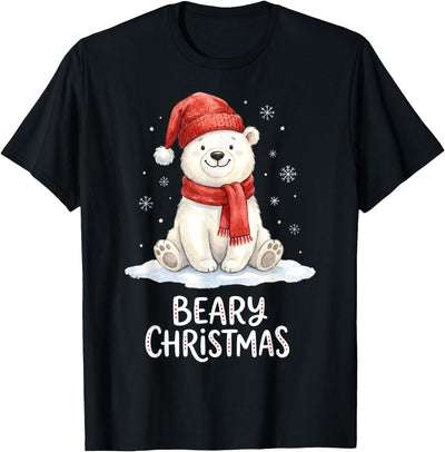 Beary Christmas Polar Bear Santa Hat T-Shirt