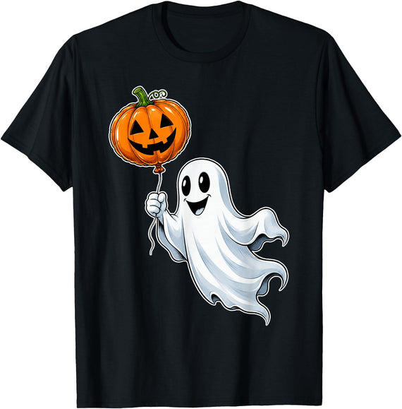 Halloween Designs. Ghost Pumpkin Jack O Lantern Balloon Funny Halloween Graphic T-Shirt - Black