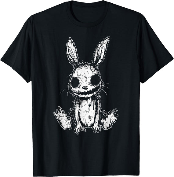 Evil Creepy Bunny Rabbit Alt Goth Grunge Horror Aesthetic T-Shirt in Black
