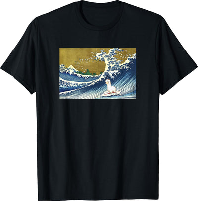 Llama Girls Alpaca Mom Gifts T Shirts & Hoodies Funny Kids Womens Retro Vintage Surfing a Wave Llama Lover T-Shirt