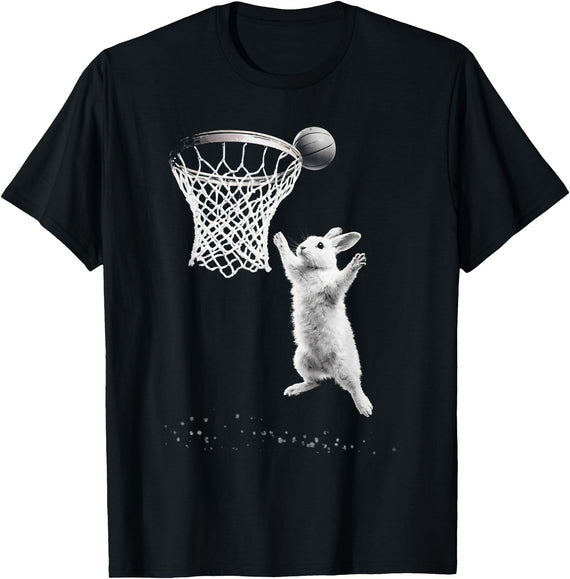 Funny Cool Rabbit Basketball Easter for Men Boy Toddler Kids T-Shirt in Black
