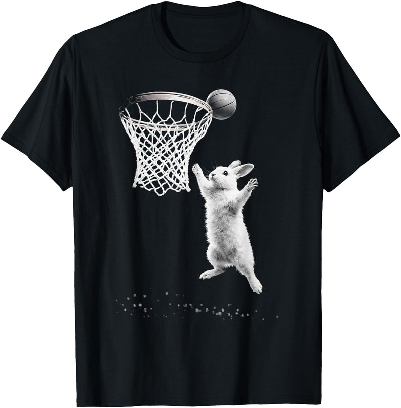 Funny Cool Rabbit Basketball Easter for Men Boy Toddler Kids T-Shirt in Black