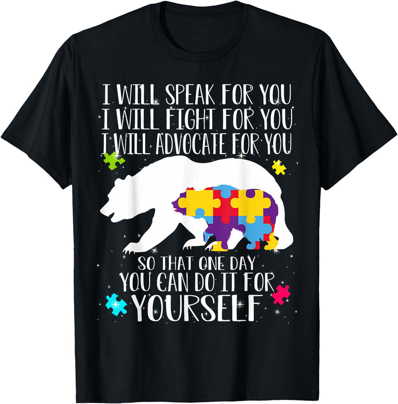 Mama Papa Bear Shirt Autism Awareness Shirt For Women Men T-Shirt - Black