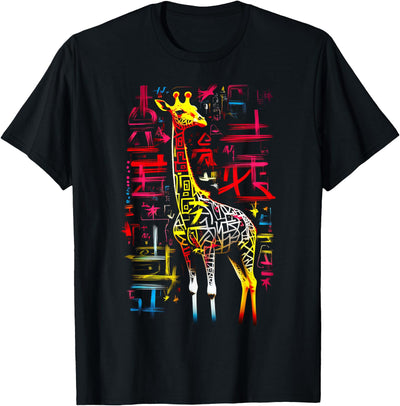 Giraffe Mandala Animal Text Geometric Artwork Giraffe T-Shirt