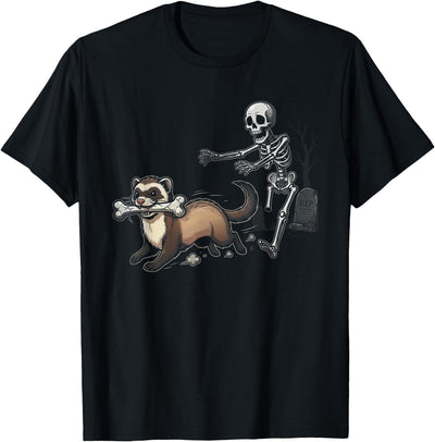 Halloween Pet Co Halloween Ferret Skeleton Chase Funny T-Shirt