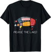 FUNNY ANIMAL T-SHIRT PIG PORK FUNNY T-SHIRT Praise the Lard Butcher BACON T-Shirt - As Pictured