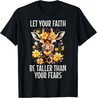 Giraffe Lover Christian Faith Bible Verse Quote Flowers T-Shirt