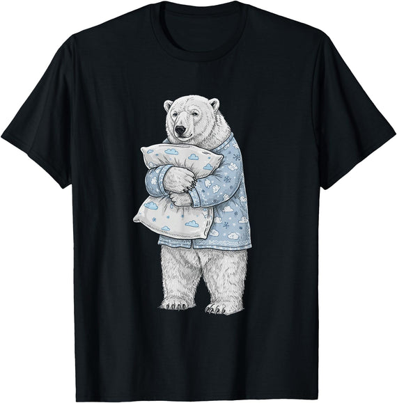 Sleeping & Napping Funny Designs For Nap Lovers Funny Sleepy Polar Bear Pajama Women Men Kids Boys And Girls T-Shirt - Black