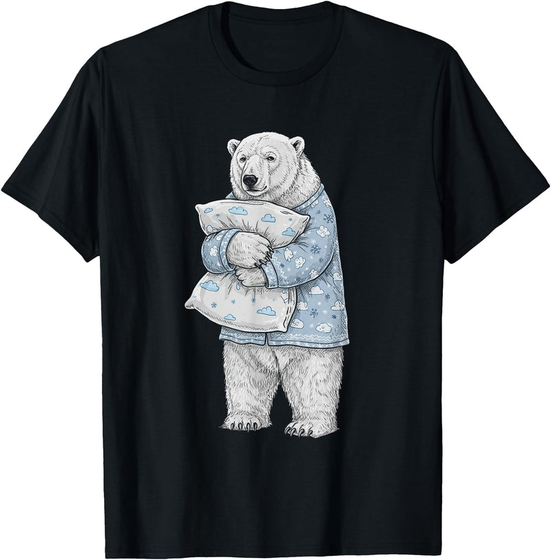 Sleeping & Napping Funny Designs For Nap Lovers Funny Sleepy Polar Bear Pajama Women Men Kids Boys And Girls T-Shirt - Black