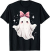 Halloween Ghost Coquette Bow Tee Ghost Coquette Bow Halloween Kawaii Girls Women Spooky T-Shirt - Black