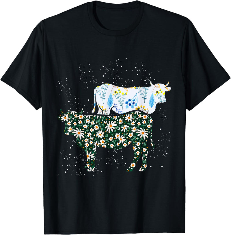 Vintage Animals Designs Vintage Cow T-Shirt - Black