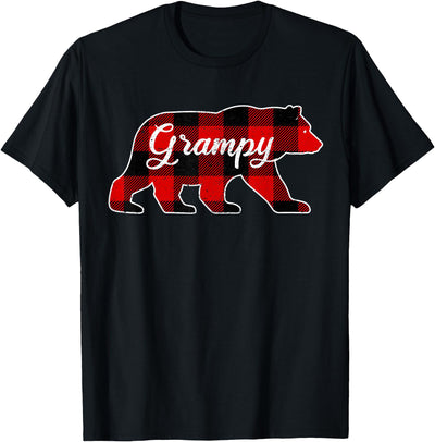 Red Plaid Buffalo Bear Family Pajama Grampy Bear Christmas T-Shirt