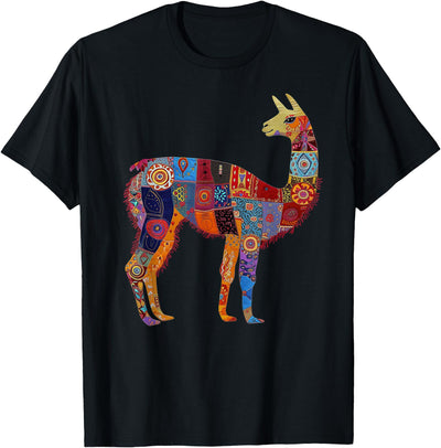 We Love Llamas & Alpacas - Peru Souvenirs Co. Peruvian Llama Alpaca Flowers Colourful Peru Souvenir T-Shirt
