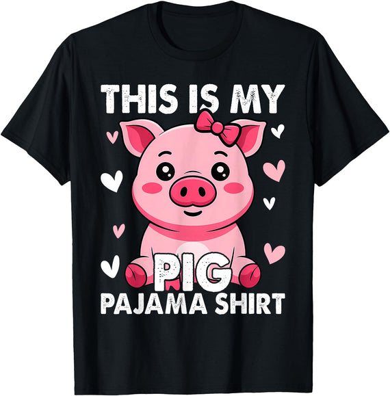 Pig Lover Gift Co. My Pig Pajama Women Pig Pjs Cute Pig Stuff Farmer Girl T-Shirt - Black