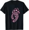 Tribal Animals Designs Pink Bear Paw Print Grizzly-Claw Girl Kids T-Shirt - Black