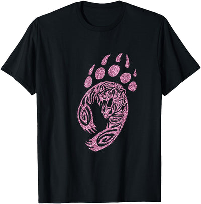 Pink Bear Paw Print Grizzly-Claw Girl Kids T-Shirt