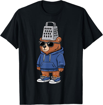 Funny Bear with Cheese Grater Hat Sunglasses Bear Lover Boys T-Shirt