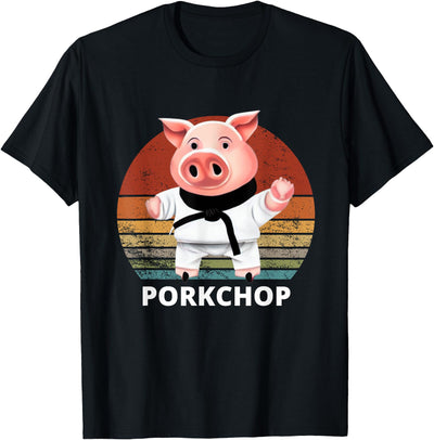 Pig Karate Pork Chop Pun T-Shirt