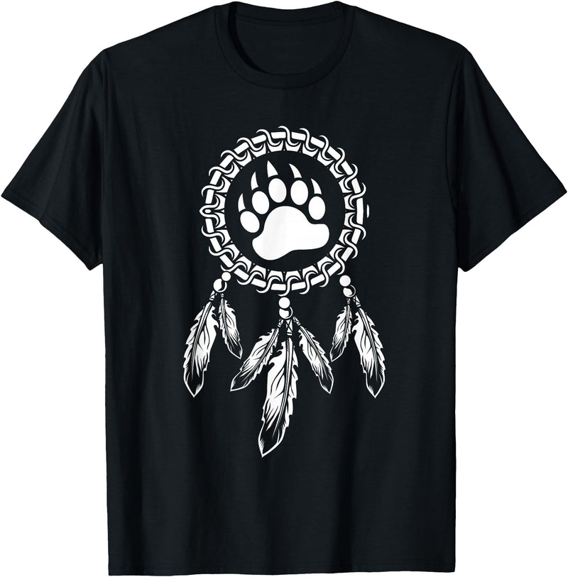 Indigenous Native American For Men Traditional Dreamcatcher Women Bear Native American T-Shirt - Black