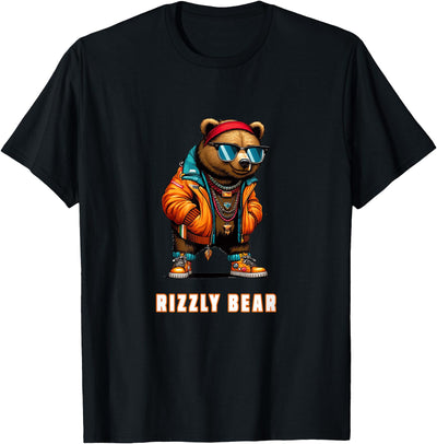 Rizzly Bear Cool Grizzly Bear Wearing Sunglasses Rizz Slang T-Shirt