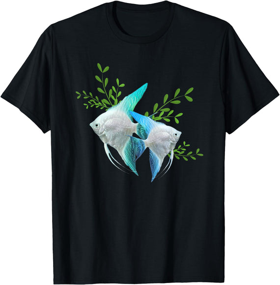 Fun Fish Tees Angel Fish Aquarium Fish Tank Gift T-Shirt - Black