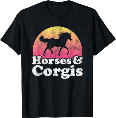Horses and Corgis Apparel Co Horse and Corgi Women or Girls Horses Corgis T-Shirt