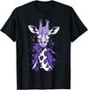 Stylish and modern animal designs Giraffe with Purple Spots T-Shirt - Black
