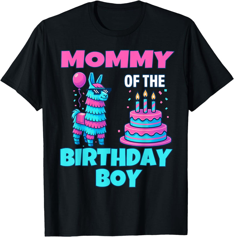 gaming gamer Birthday Llama Pinata Family Apparel Mommy Birthday Boy Llama Pinata Party Family mathing Women T-Shirt - Black